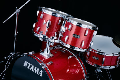 TAMA Stagestar Drum Set 5 teilig (22" BD) - Candy Red Sparkle/Chrom HW + MEINL Cymbals BCS Cymbal Set