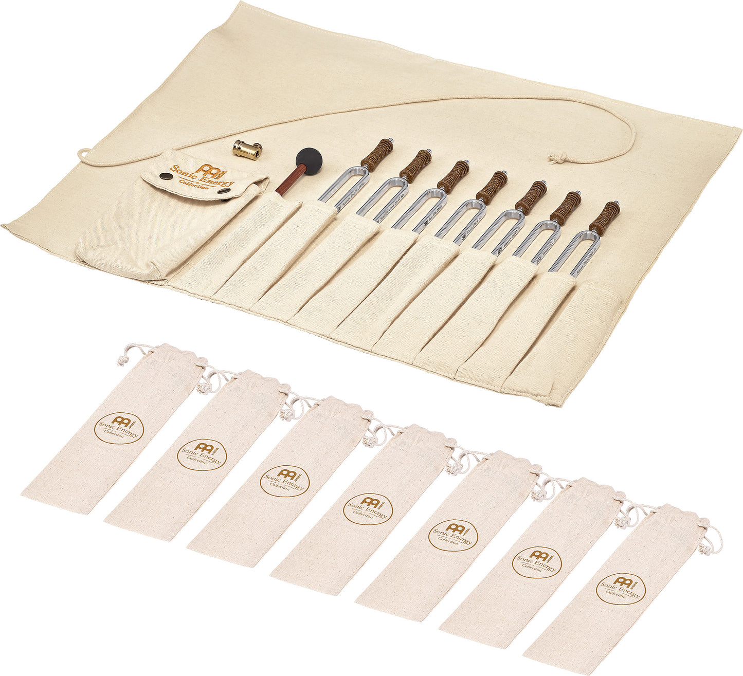 MEINL Sonic Energy Tuning Fork Chakra Set, incl. Rollup Bag & Tuning Fork Vibration Foot