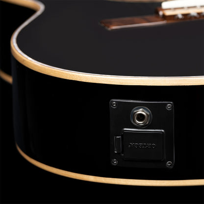 ORTEGA Performer Series 4/4 Thinline Konzertgitarre 6-String Lefty - Black + Gigbag