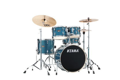 TAMA Imperialstar Drum Set 5 teilig - Hairline Blue/Chrom HW + MEINL Cymbals HCS Cymbal Kit/Stage Master Double-Braced Hardware Kit