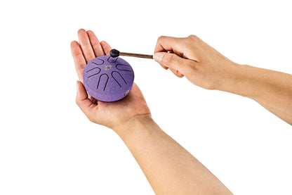 MEINL Sonic Energy Pocket Steel Tongue Drum 3" - A Major/6 Notes/440 Hz - Lotus Flower/Purple