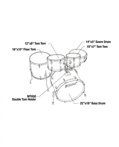 TAMA Imperialstar Drum Set 5 teilig - Hairline Blue/Chrom HW + MEINL Cymbals HCS Cymbal Kit/Stage Master Double-Braced Hardware Kit