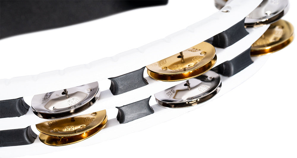 MEINL Percussion Traditional ABS Series Hand Held Molded ABS Tambourine - weiß/vernickelter Stahl/Messing massiv
