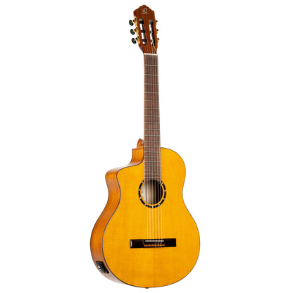 ORTEGA Family Series Pro 4/4 Konzertgitarre 6 String Lefty - Massive Fichte / Cypress Gloss Stain Yellow + Bag