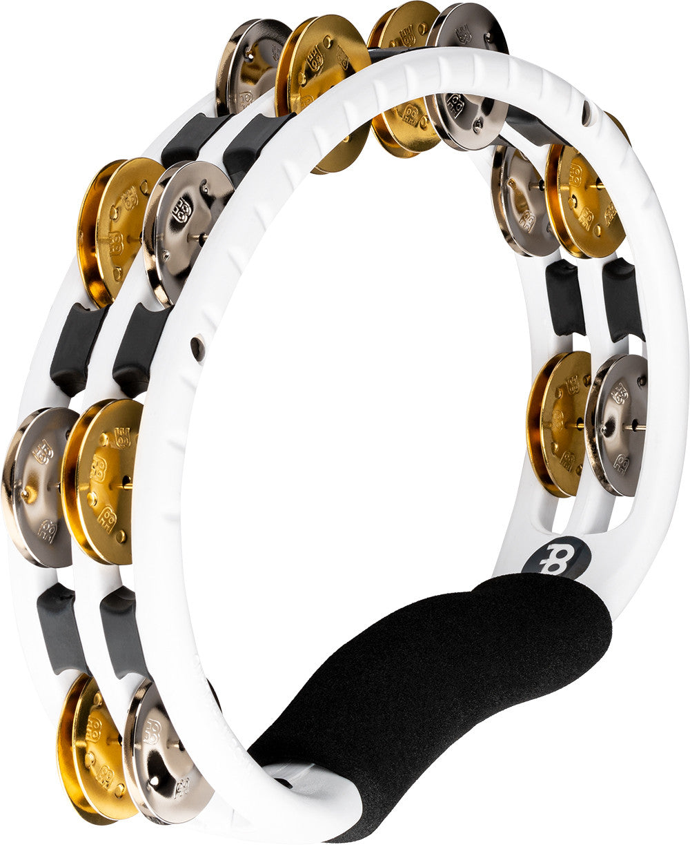 MEINL Percussion Traditional ABS Series Hand Held Molded ABS Tambourine - weiß/vernickelter Stahl/Messing massiv
