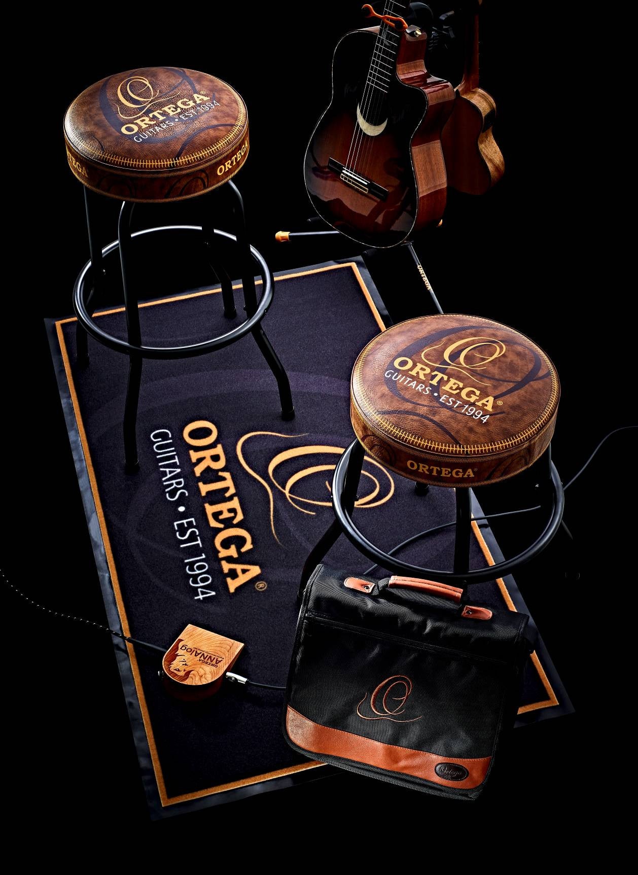 ORTEGA Anti-Slip Stage Rug - 140 x 80 cm Black/Logo