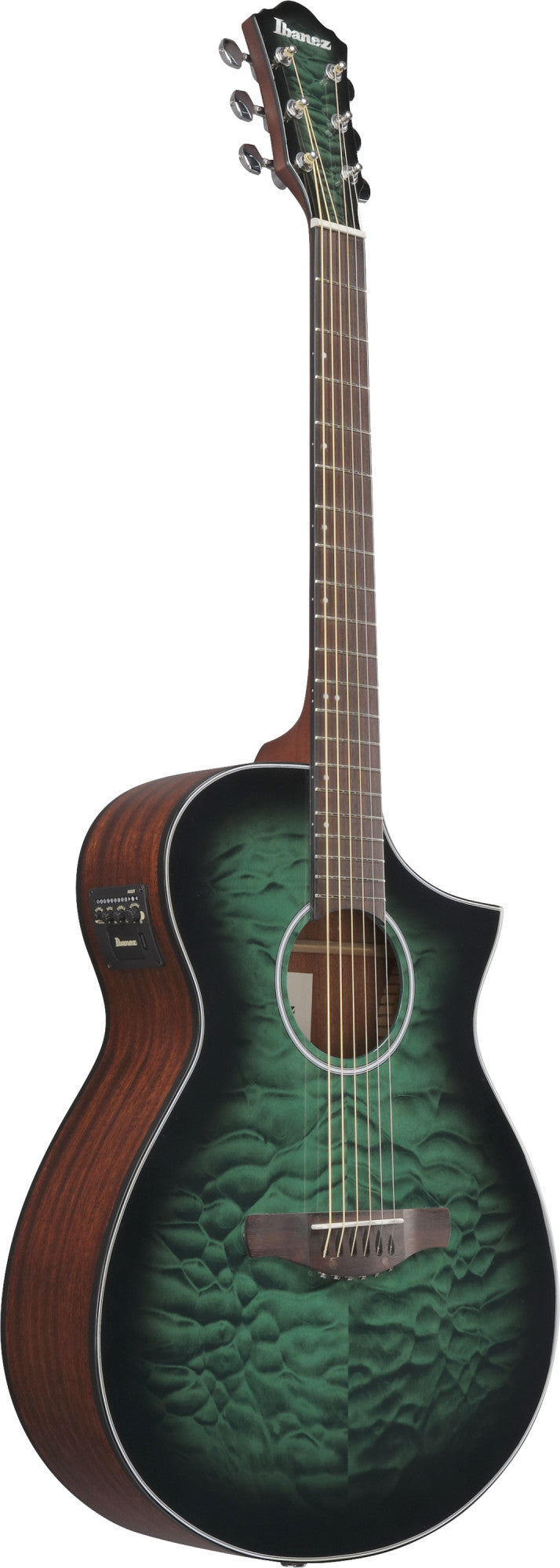 IBANEZ AEWC Acoustic Guitar 6-String - Transparent Emerlad Burst Top & Natural High Gloss Back & Side
