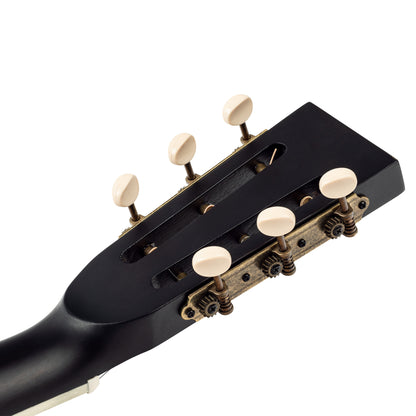 ORTEGA Americana Series Resonatorgitarre 6 String Lefty - Distressed Black / Antique Brass HW