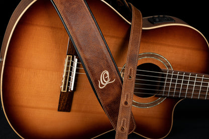 ORTEGA Echtledergitarrengurt - Vintage Desert Sand