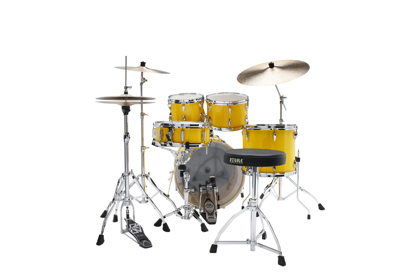 TAMA Imperialstar Drum Set 5 pcs - Electric Yellow/Chrome HW + MEINL Cymbals HCS Cymbal Kit/Stage Master Double-Braced Hardware Kit
