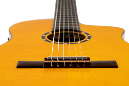 ORTEGA Family Series Pro 4/4 Konzertgitarre 6 String - Massive Fichte / Cypress Gloss Stain Yellow + Bag