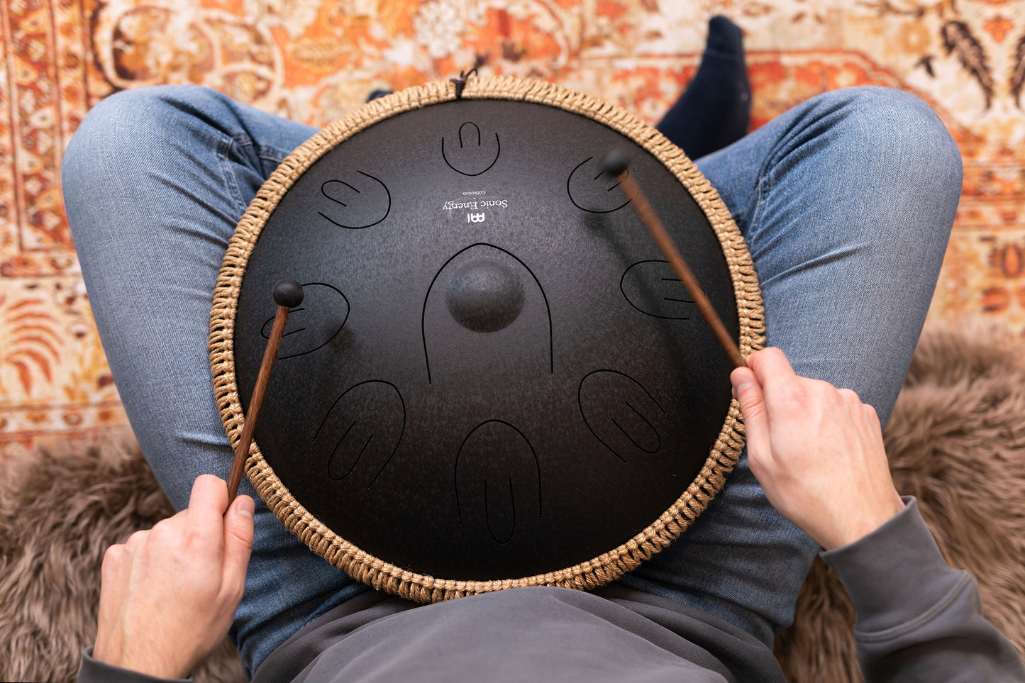 MEINL Sonic Energy Octave Steel Tongue Drum 16" - D Kurd/9 Notes/44 Hz - Black