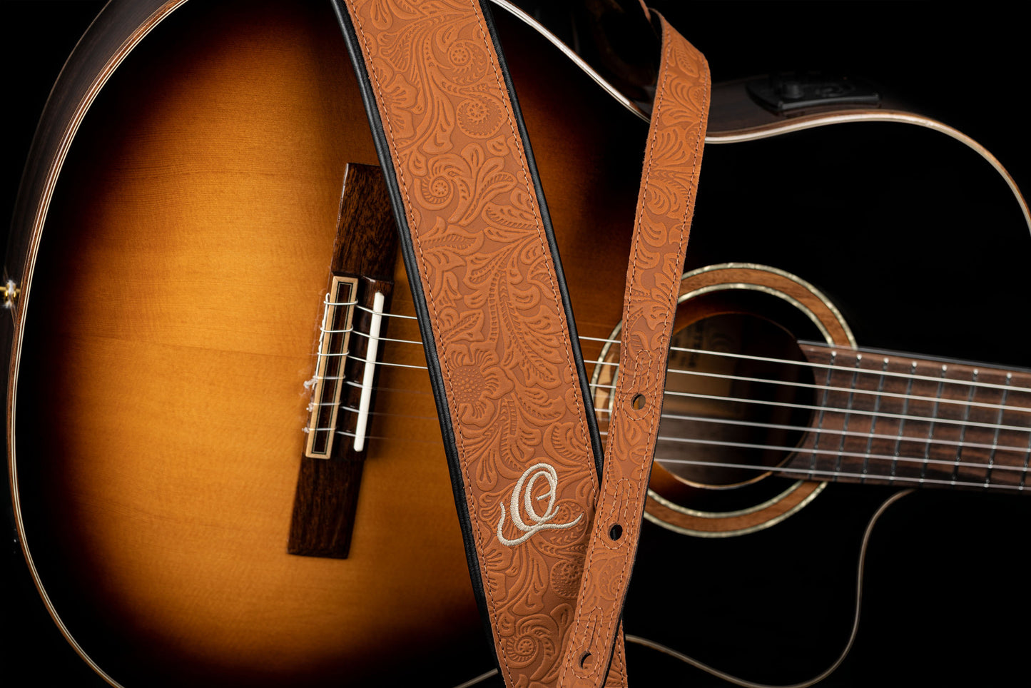 ORTEGA Echtledergitarrengurt - Byzantine Bourbon