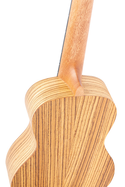 ORTEGA Timber Series Concert Ukulele 4 String Lefty - Zebrawood Natural + Bag