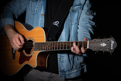 ORTEGA Echtledergitarrengurt - Black Braid