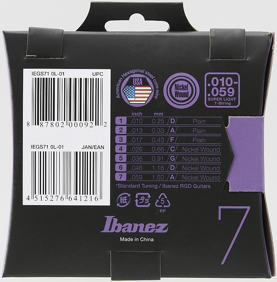 IBANEZ Saiten Set für 7 String E-Gitarre - Regular Light