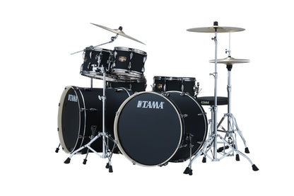 TAMA Imperialstar Drum Set 7 teilig - Blacked Out Black / Black Nickel HW + MEINL Cymbals HCS Cymbal Kit