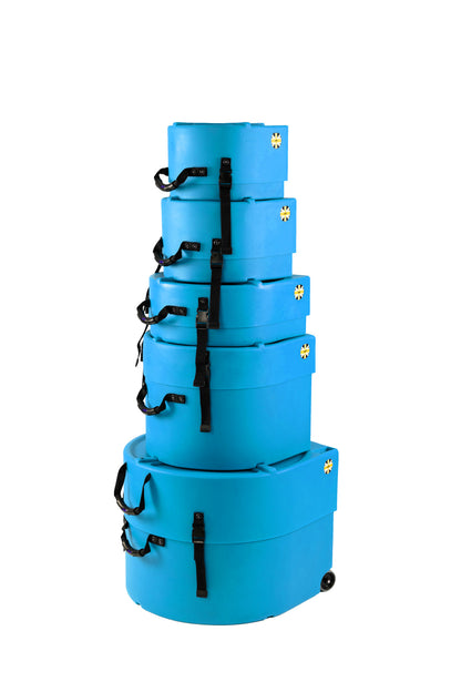 HARDCASE Rock/Fusion Case Set- 22“ Bass Drum, 10“ Tom, 12“ Tom, 14“ Floor Tom, 16“ Floor Tom, 14“ Snare Drum - Light Blue / komplett gepolstert