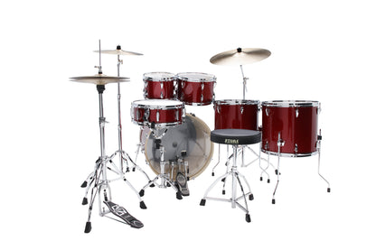 TAMA Imperialstar Drum Set 6 pcs - Burnt Red Mist/Chrome HW + MEINL Cymbals HCS Cymbal Kit/Stage Master Double-Braced Hardware Kit