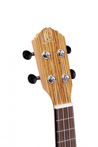 ORTEGA Timber Series Soprano Ukulele 4 String - Zebrawood Natural + Bag