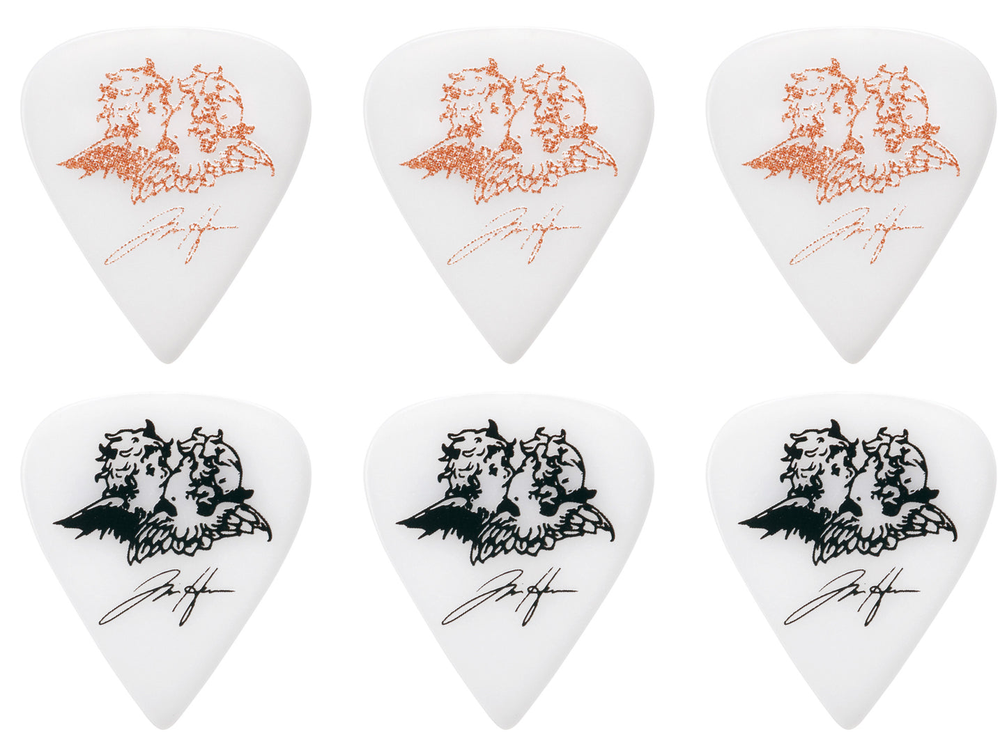 IBANEZ Pick "Tim Henson" White, Heavy, 6 Stück/Set 3x Pink & 3x Black W6RST Logo