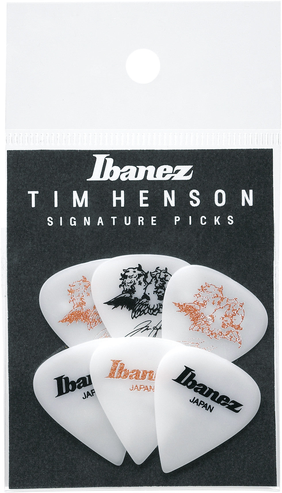 IBANEZ Pick "Tim Henson" White, Heavy, 6 Stück/Set 3x Pink & 3x Black W6RST Logo