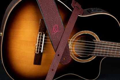 ORTEGA Echtledergitarrengurt - Byzantine Bordeaux