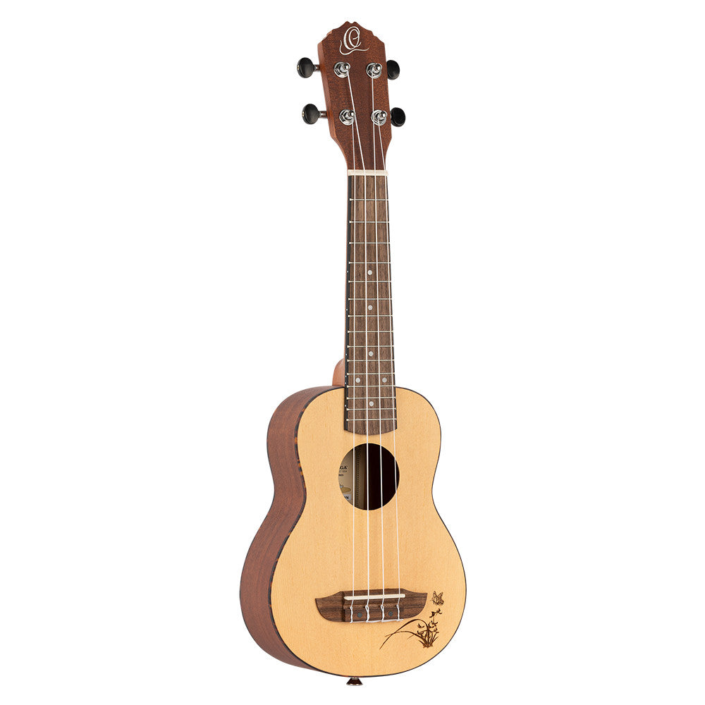 ORTEGA Bonfire Serie Sopran Ukulele 4 String - Fichte/Sapele Natur
