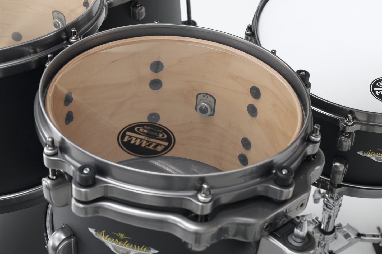 TAMA Starclassic Maple Lacquer Rack Tom 8" x 6" - Flat Black/Smoked Black Nickel HW