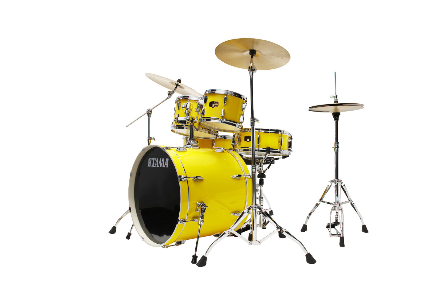 TAMA Imperialstar Drum Set 5 pcs - Electric Yellow/Chrome HW + MEINL Cymbals HCS Cymbal Kit/Stage Master Double-Braced Hardware Kit