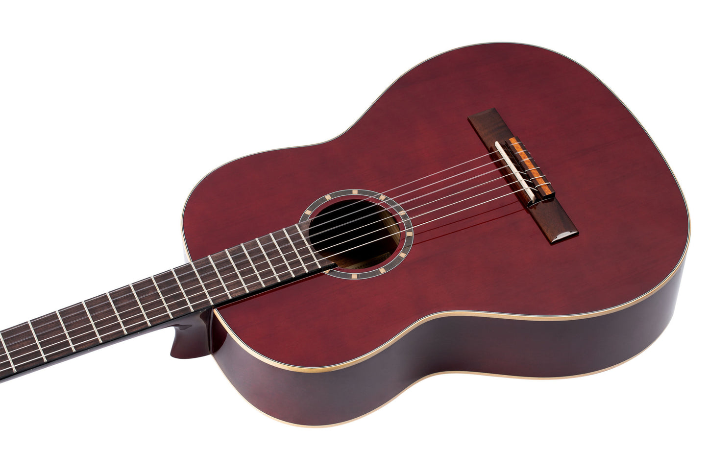 ORTEGA Family Series Pro 4/4 Slim Neck Konzertgitarre 6 String - Weinrot + Bag