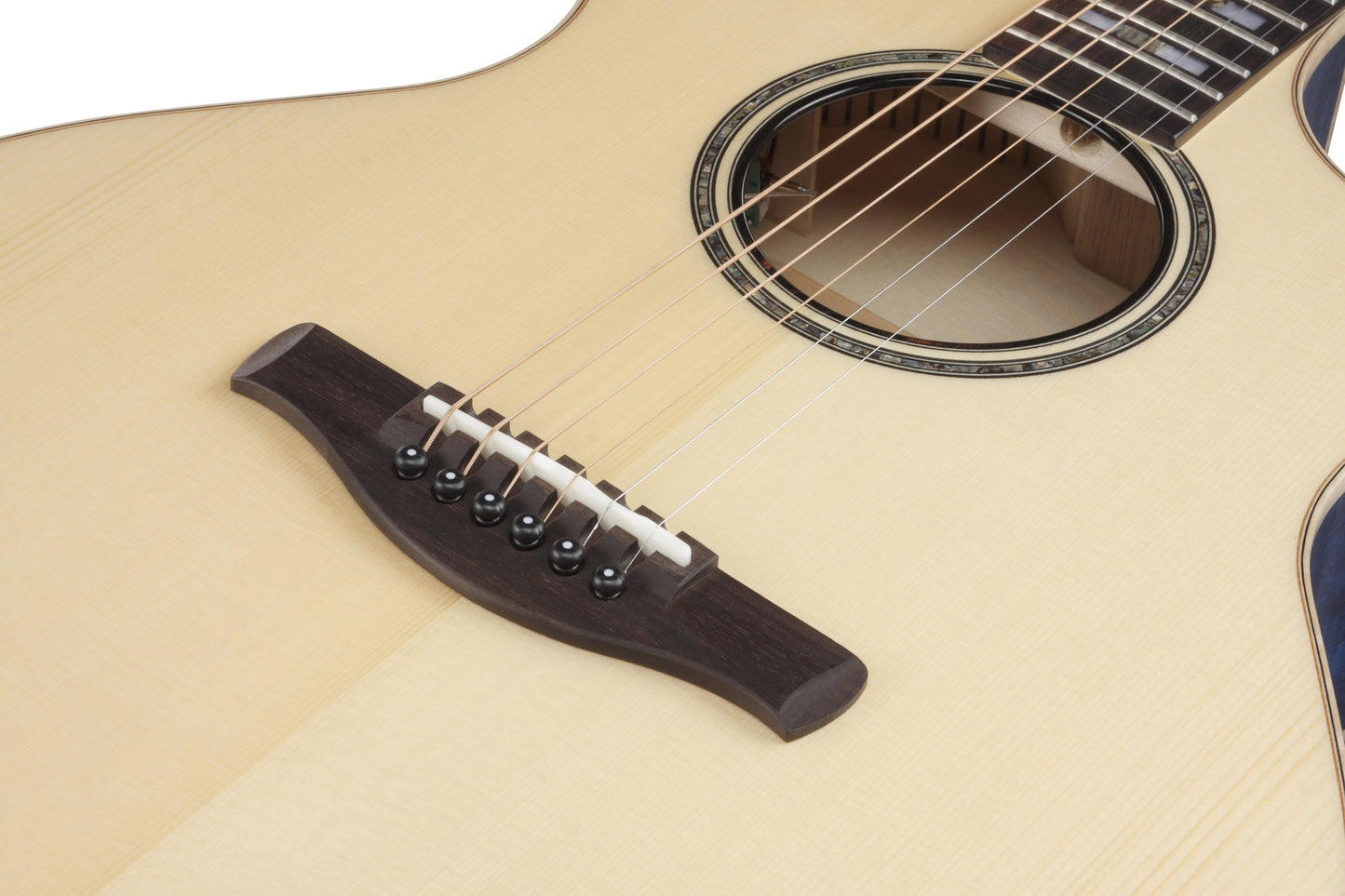 IBANEZ AE Akustikgitarre 6-String - Natural High Gloss Decke, Aqua Blue High Gloss Zargen & Boden