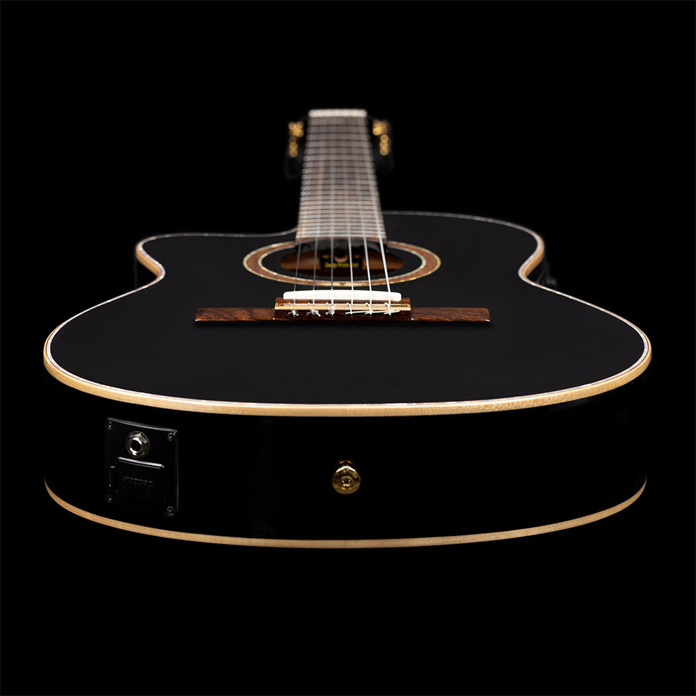 ORTEGA Performer Series 4/4 Thinline Konzertgitarre 6-String Lefty - Black + Gigbag