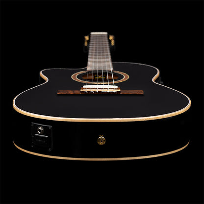 ORTEGA Performer Series 4/4 Thinline Konzertgitarre 6-String Lefty - Black + Gigbag
