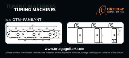 ORTEGA Family Series Guitar Tuning Machines - Chrome/White