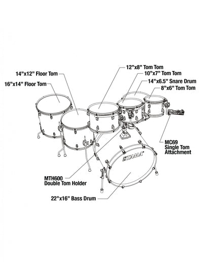TAMA Superstar Classic Drum Set 7 teilig - Gloss Garnet Lacebark Pine/Chrom HW + SM5W Hardware Kit