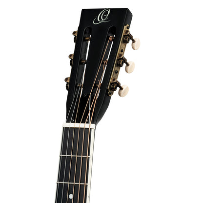 ORTEGA Americana Series Resonatorgitarre 6 String Lefty - Distressed Black / Antique Brass HW