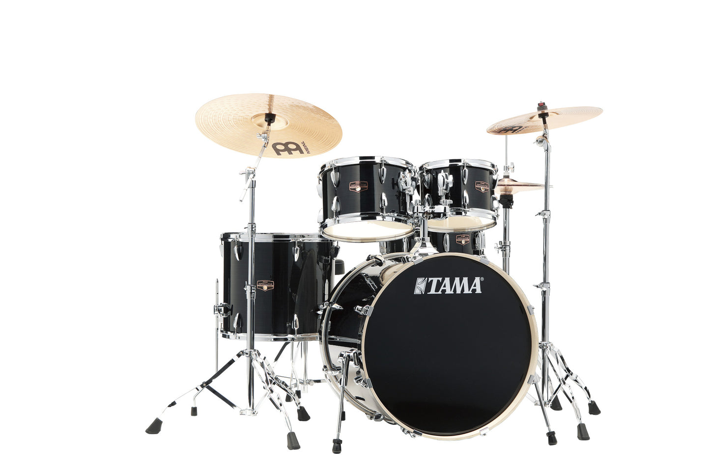 TAMA Imperialstar Drum Set 5 teilig - Hairline Black/Chrom HW + MEINL Cymbals HCS Cymbal Kit/Stage Master Double-Braced Hardware Kit