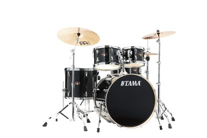 TAMA Imperialstar Drum Set 5 teilig - Hairline Black/Chrom HW + MEINL Cymbals HCS Cymbal Kit/Stage Master Double-Braced Hardware Kit
