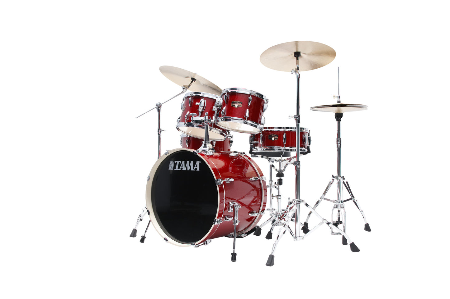 TAMA Imperialstar Drum Set 5 teilig - Burnt Red Mist/Chrom HW + MEINL Cymbals HCS Cymbal Kit/Stage Master Double-Braced Hardware Kit