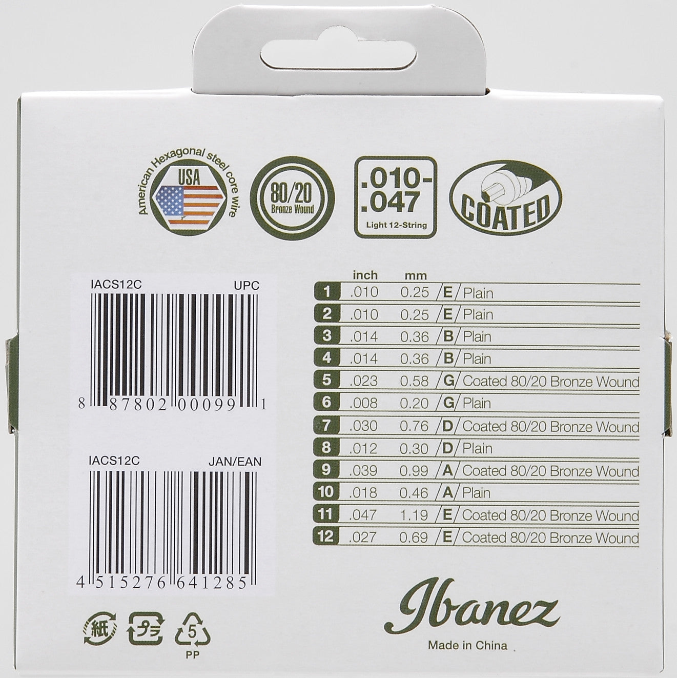 IBANEZ Saiten Set für 12 String Westerngitarre - Light Gauge
