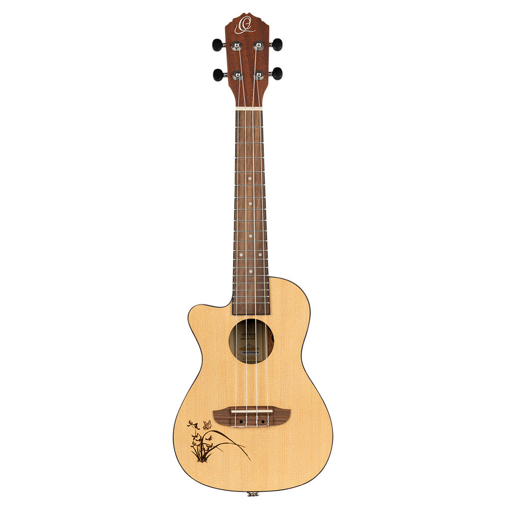 ORTEGA Bonfire Series Preamp Concert Ukulele 4 String Lefty - Spruce/Sapele Natural