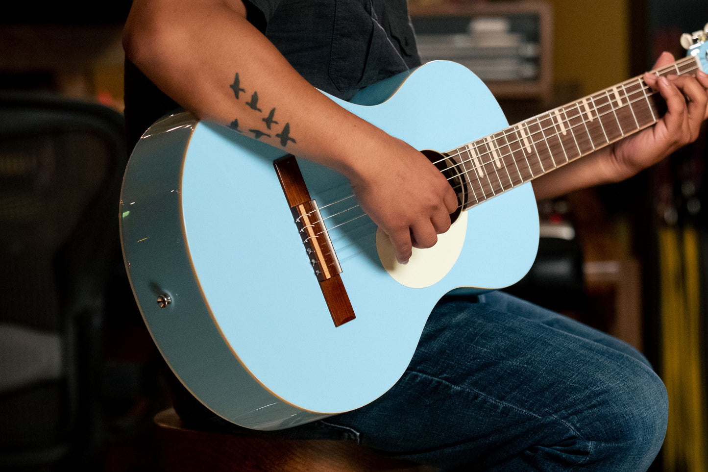 ORTEGA Gaucho Series 4/4 Nylon String Guitar 6-String - Sky Blue + Gig Bag