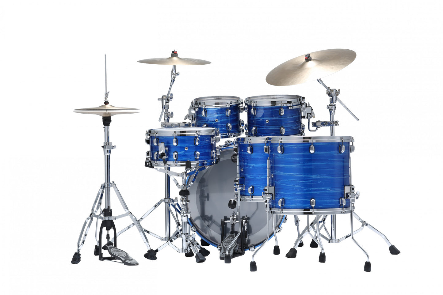 TAMA Starclassic Walnut/Birch Lacquer Shell Kit 5 teilig - Lacquer Ocean Blue Ripple/Chrom HW