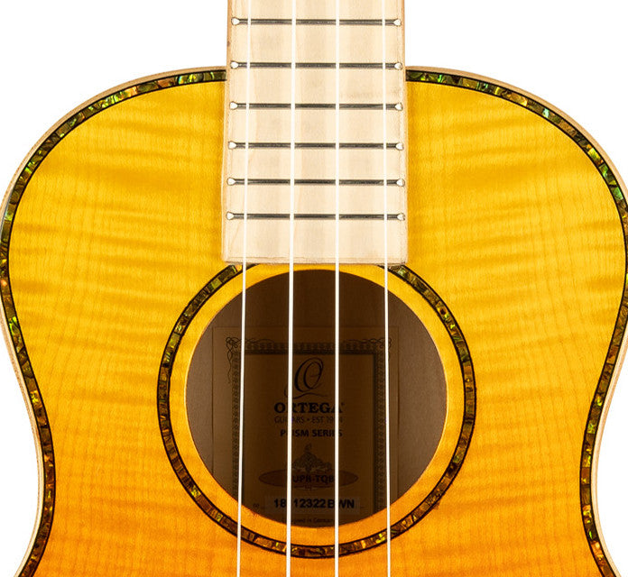 ORTEGA Prism Series Tenor Ukulele 4 String - Flamed Maple Tequila Burst Fade + Bag