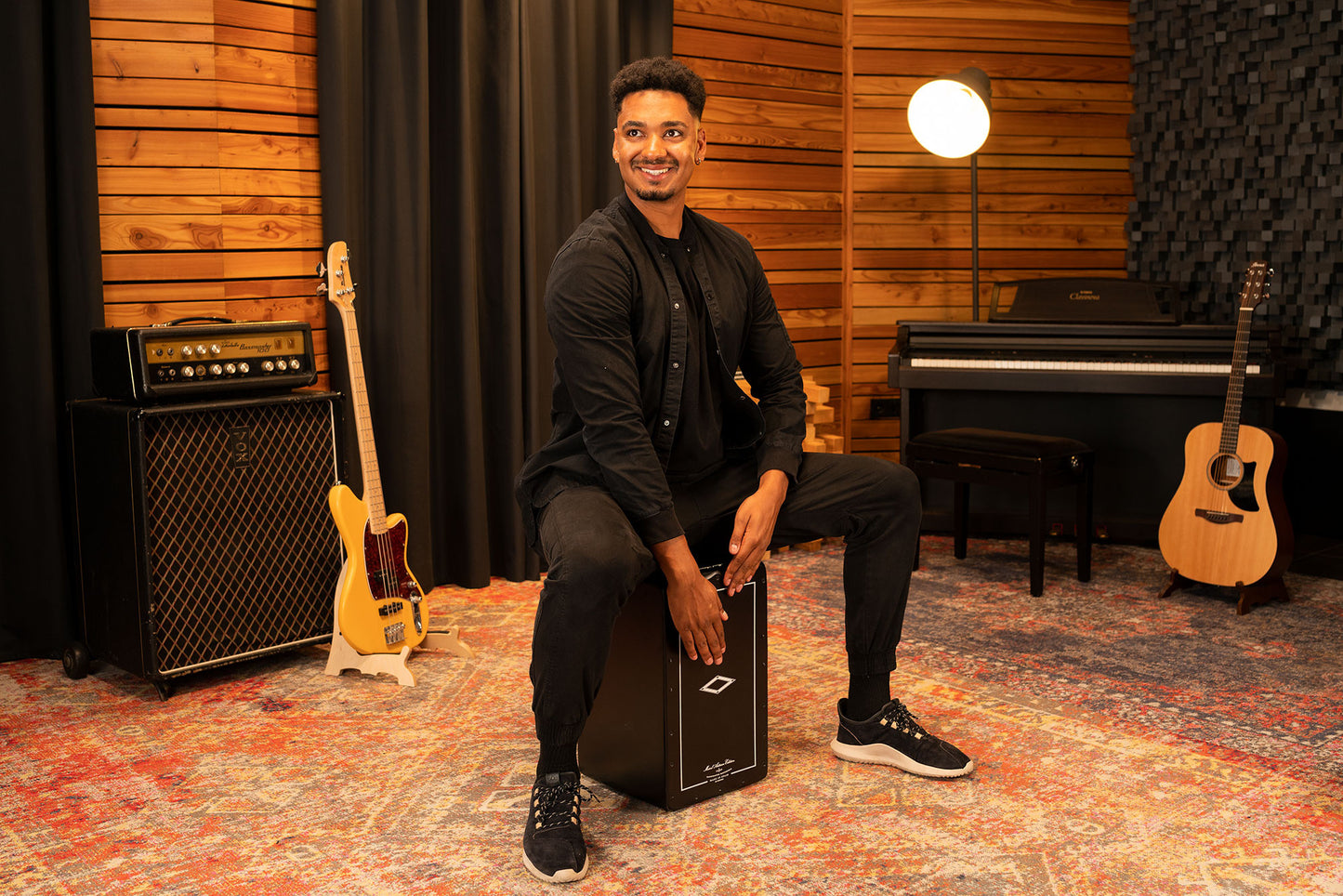 MEINL Percussion Artisan Edition Series String Cajon Tango Line - Satin Black