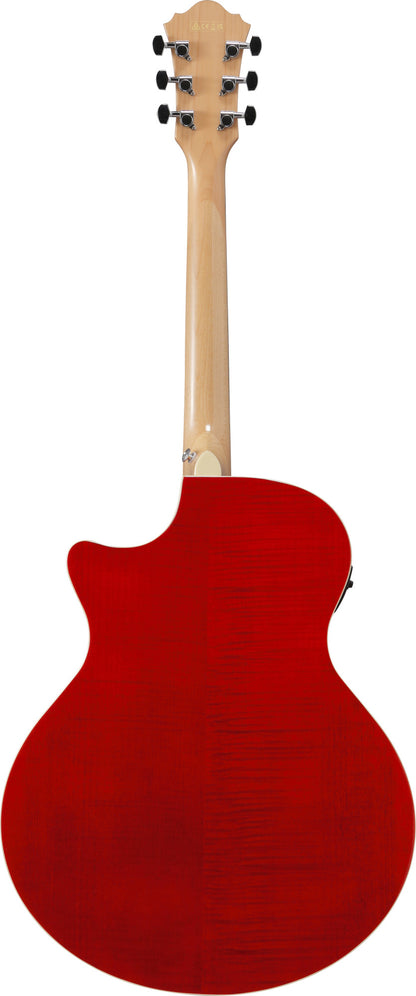 IBANEZ AE Akustikgitarre 6-String - Natural High Gloss Decke, Transparent Red High Gloss Zargen & Boden