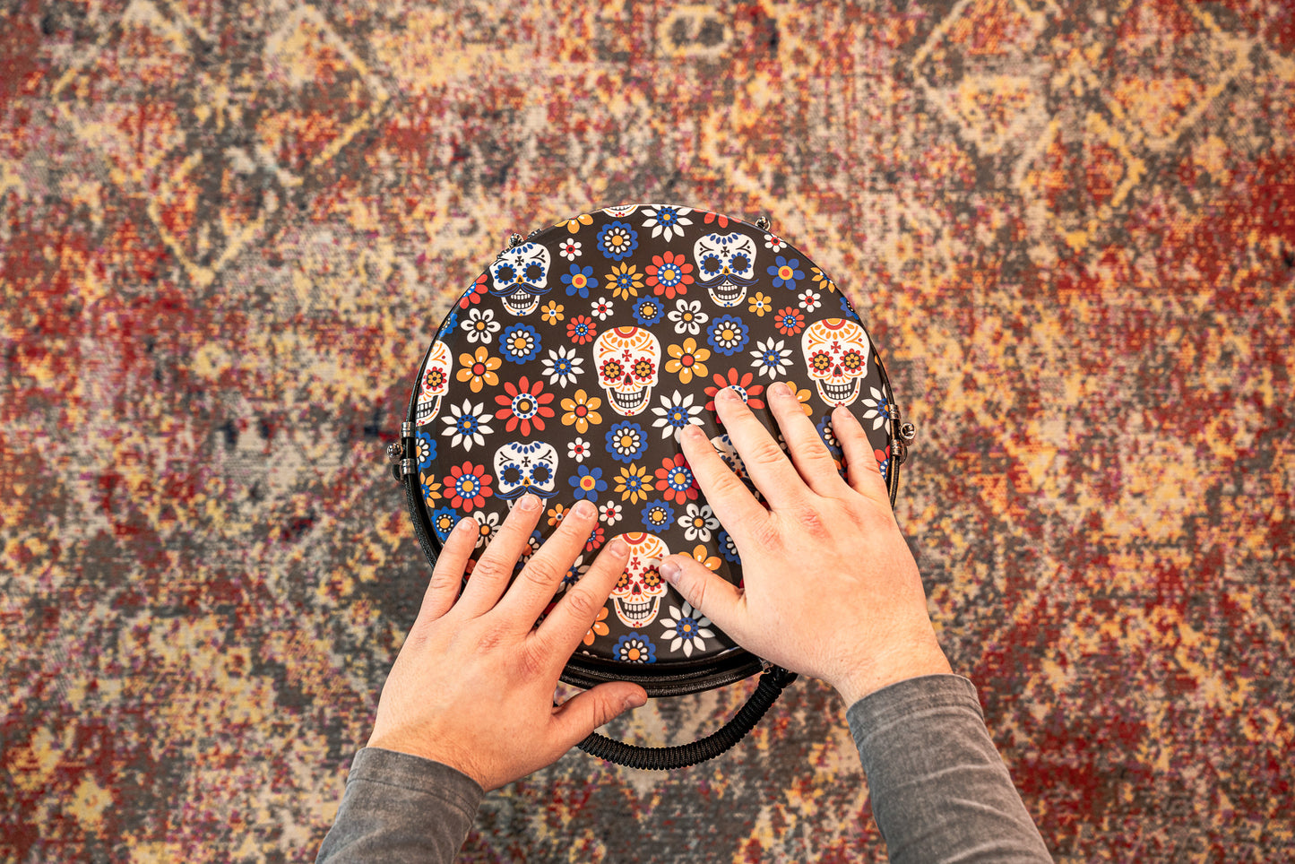 MEINL Percussion Jumbo Djembe 12" - Day Of The Dead/Designer Head