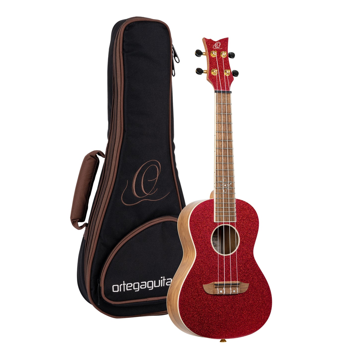 ORTEGA Element Serie Konzert Ukulele 4 String - Spruce / Catalpa Metallic Red + Bag