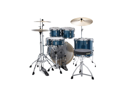 TAMA Imperialstar Drum Set 5 teilig - Hairline Blue/Chrom HW + MEINL Cymbals HCS Cymbal Kit/Stage Master Double-Braced Hardware Kit